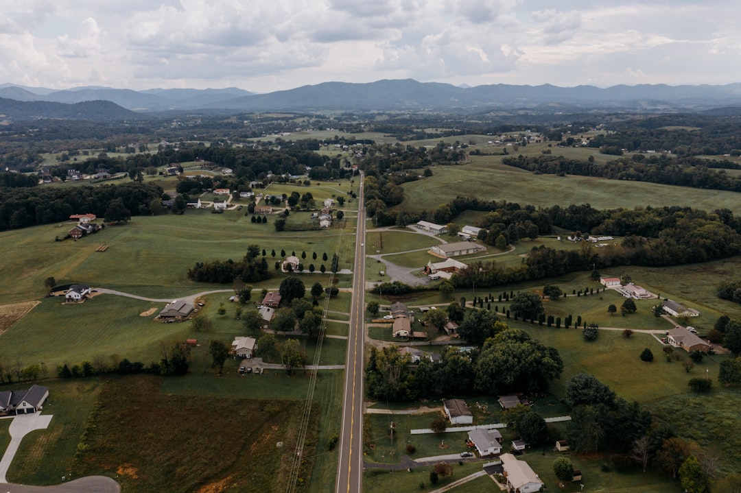 Rural Madison County, Tennessee landscape with homes